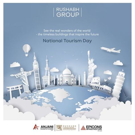 Travel, to explore, to know, to learn! Happy National Tourism Day! . . . #NationalTourismDay #Tourism #TourismIndia #Travel #Tourist #TravelGram #TravelBlog #Adventure #TravelBlogger #TravelPhotography #Nature #Photography #Vacation #Explore #RushabhGroup World Tourism Day Creative, National Tourism Day, Illustration Design Poster, Onam Wishes, Friendship Poster, Tourism Design, Travel Creative, Tourism Day, Travel Marketing