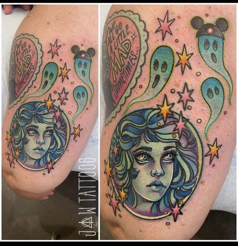 Madame Leota Tattoo, Mansion Tattoo, Madam Leota, Haunted Mansion Tattoo, Madame Leota, Jessica Ann, Drawing Sculpture, Spooky Tattoos, Flash Sheet