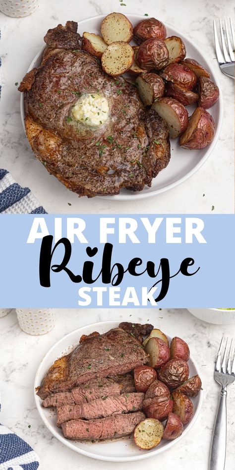 Air Fryer Ribeye Steak, Air Fryer Ribeye, Best Way To Cook Steak, Blue Cheese Butter, Ways To Cook Steak, Steak With Blue Cheese, Cook Steak, Beef Steaks, Air Fryer Steak