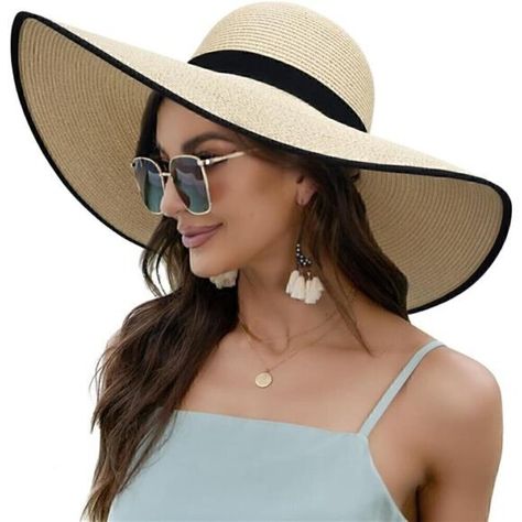 Naivlizer Women Wide Brim Sun Hat UPF50 Straw Summer Hat Floppy Beach Hat Roll Interview Suits, Floppy Beach Hat, Wide Brim Sun Hat, Summer Hat, Sun Rays, Beach Hat, Beach Travel, Scrub Pants, Polo Dress