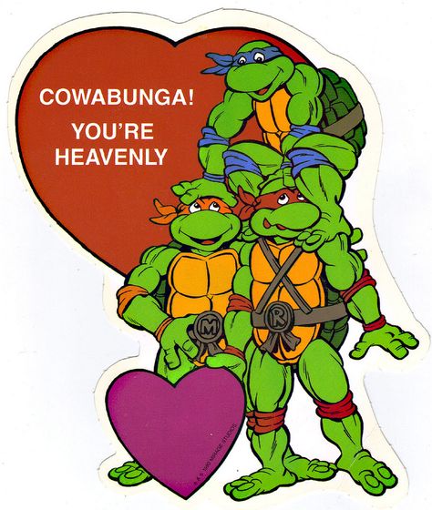 Ninja Turtles Valentines, Funny Valentines Cards, Doodle Tattoo, Teenage Ninja Turtles, Digi Scrapbooking, Retro Images, Vintage Valentine Cards, Cartoon Tv Shows, Retro Valentines