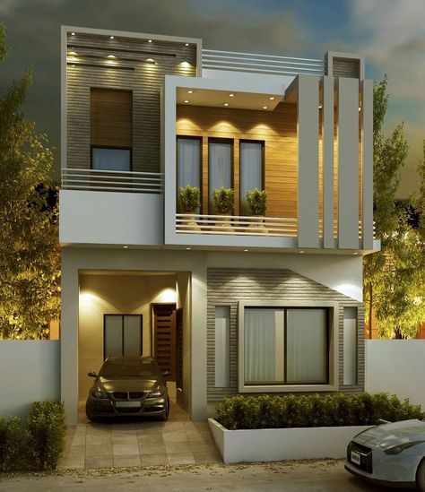 Modern Villa Exterior, Villa Exterior Design, Home Designs Exterior, Small House Elevation, Two Story House, Small House Design Exterior, Small House Elevation Design, House Design Exterior, Modern Exterior House Designs