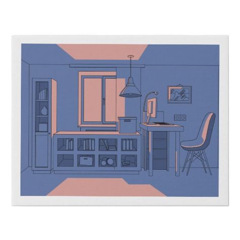 vector 3D illustration, living room Faux Canvas Print | Zazzle.com Living Room Illustration, Bedroom Illustration, Bedroom Drawing, Living Room Background, Background Drawing, Simple Room, Anime Room, Interior Illustration, Simple Living Room