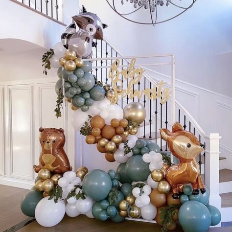 Woodland Animals Baby Shower Balloon Garland Kit Woodland Baby Shower Decorations, Woodland Theme, Forest Animal, Balloon Arch - Etsy Baby Shower Balloon Arch, Woodland Baby Shower Decorations, Forest Baby Showers, Baby Balloon, Balloon Shop, Gender Reveal Decorations, Christmas Baby Shower, Baby Shower Inspiration, Diy Birthday Decorations