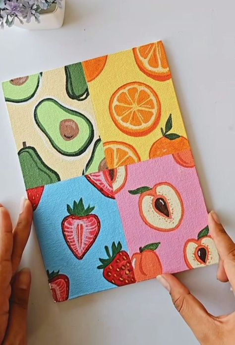 Fruit Drawing, Proposal Ideas Flowers, Simple Collage, Fruits Drawing, Canvas Art Quotes, Cute Canvas Paintings, Canvas Painting Designs, Canvas Painting Diy, Painting Inspo