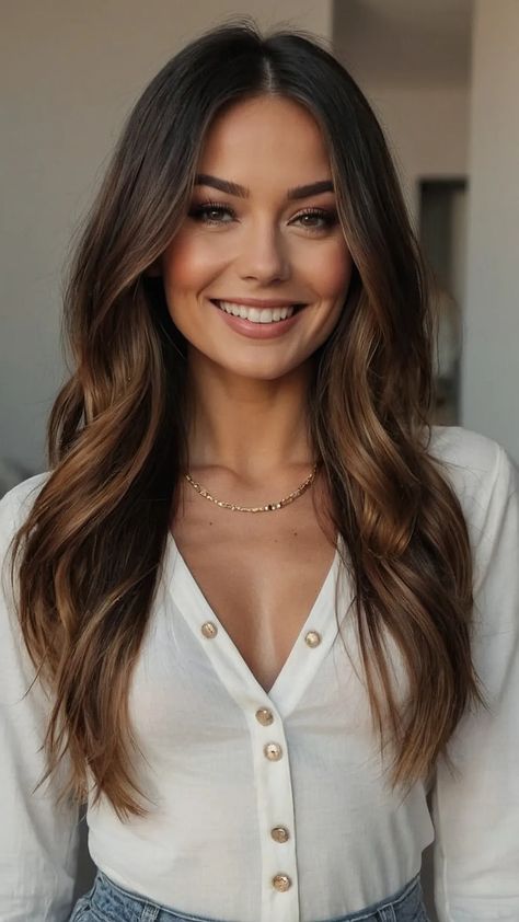 Fall for These 15 Hair Color Ideas: Brunettes, Blondes, and Beyond! - Cheerful Talks Level 6 Fall Hair Color, Fall Blonde For Brunettes, Dark Hair Color Ideas For Brunettes Red, Call Brunette Hair, Dark Balayage With Blonde, Fall Hair Inspo For Brunettes, Autumn 2024 Hair Trends, Autumn Brunette Hair, Fall Hair Trends 2024 Brunette