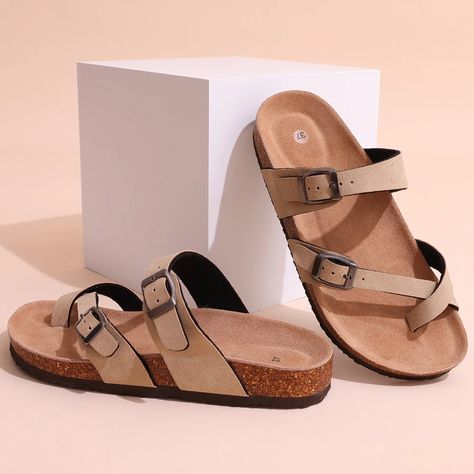 Bebealy Retro Women Clogs Sandals Cork Foot bed Mules Outdoor Cork Beach Sandals With Adjustable Buckles Unisex Home Sandals. US $14.50 🛒❤💯 Buy:https://s.click.aliexpress.com/e/_DDIXYDp #womensfashion #women #style #summertime #shoes #casual #sandals #Slippers #Female Double Buckle Sandals, Slippers With Arch Support, Leather School Backpack, Cork Footbed Sandals, Cork Sandals, Clog Slippers, Flat Slipper, Suede Mules, Clog Sandals