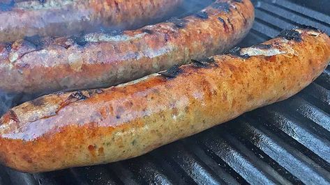 A Saturday kill turned into a tasty game-day meal, this Venison Bratwurst Recipe is perfect for any tailgate or home grill. Venison Brats Recipe, Venison Summer Sausage Recipe, Bratwurst Recipe, Venison Sausage Recipes, Summer Sausage Recipes, Brats Recipes, Sausage Making Recipes, Pork Sausage Recipes, Bratwurst Recipes