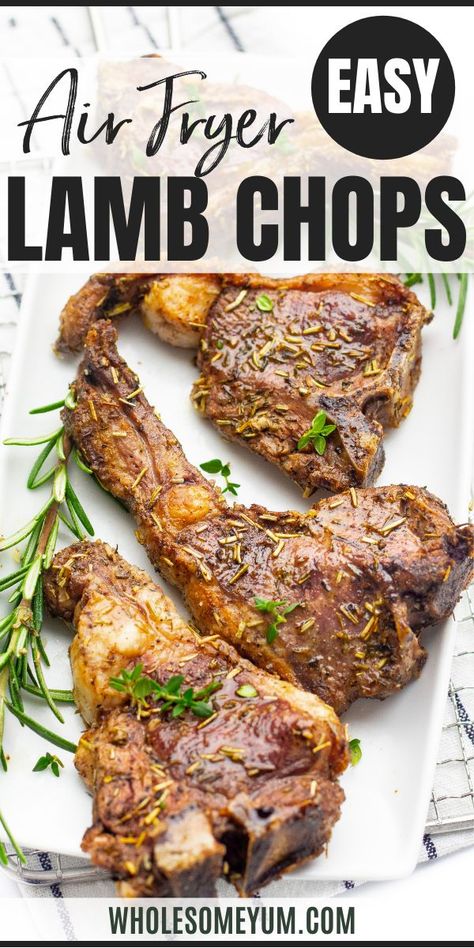 Air Fryer Lamb Chops, Air Fryer Lamb, Garlic Lamb Chops, Lamb Chops Recipe, Lamb Loin Chops, How To Cook Lamb, Lamb Chop Recipes, Cooks Air Fryer, Air Fry Recipes