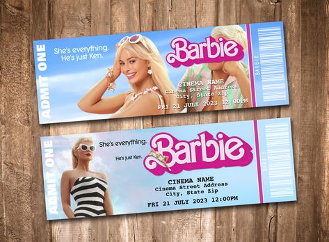 #barbie #movietickets #moviememorabilia #collectible Barbie Movie Ticket, Barbie Ticket, Movie Ticket, Dragon Party Invitations, Cruise Tickets, Disney World Tickets, Theater Tickets, Movie Tickets, School Of Rock