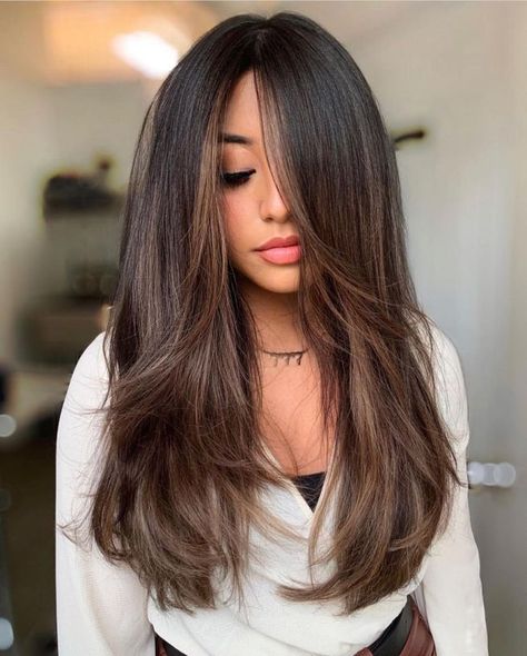 Brown Hair Inspo, Long Hair Color, Brown Hair Balayage, Haircuts Straight Hair, Haircuts For Long Hair, Hair Inspiration Color, Hair Color Dark, Dark Brown Hair, Cool Hair Color