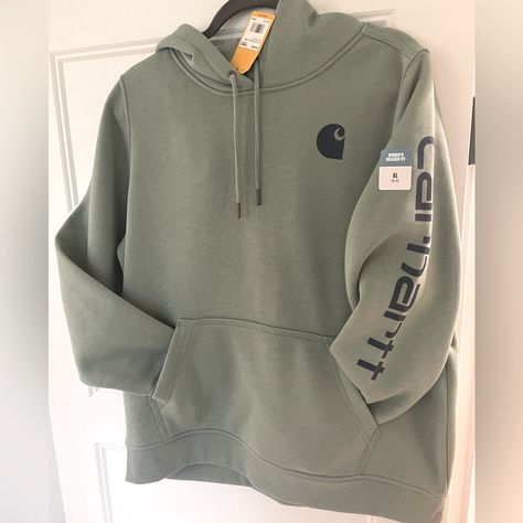 New Women’s Carhartt Relaxed Fit Logo Arm Hoodie!! Beautiful Moss Green Color With Blue Logo, Size Xl. Womens Carhartt Sweatshirt, Carhartt Hoodie Woman, Carhartt Pullover, Carhartt Crewneck, Carhartt Sweatshirt, Moss Green Color, Carhartt Sweatshirts, Carhartt Hoodie, Carhartt Jackets