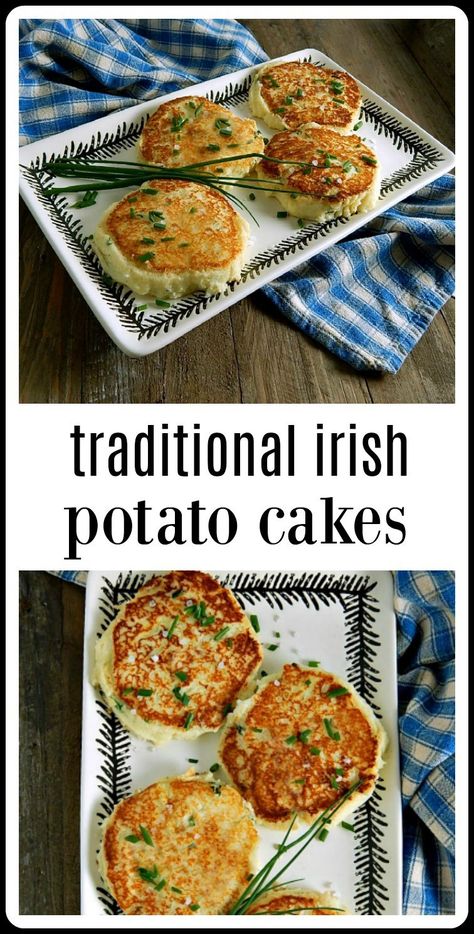 If there is anything better than mashed potatoes, it has to be Traditional Irish Potato Cakes! They're fab! Make them anytime you have leftover potatoes. #IrishPotatoCakes #PotatoCakes #LeftoverPotatoes Irish Recipes Authentic Dinner, Yummy Potatoes, Rice Sides, Irish Dinner, Irish Foods, Irish Recipes Authentic, Irish Cooking, Irish Potato, Irish Recipes Traditional