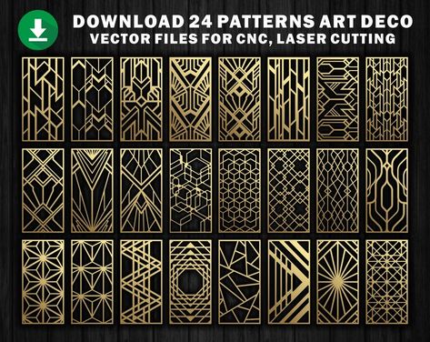 24 Patterns of Art Deco for Decorative Partitions Panel | Etsy Art Deco Vector, 3d Templates, Collage Quilts, Divider Ideas, Art Deco Wall Art, Art Deco Bar, Motif Art Deco, Art Deco Inspiration, Rug Patterns