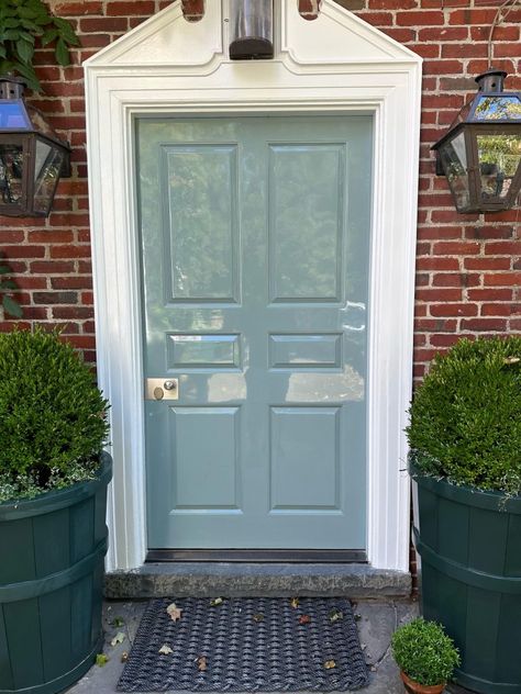 Baby Blue Paint, East Coast House, Front Door Colours, Wythe Blue, Fine Paints Of Europe, Marine Paint, Lake House Remodel, Home Facade, Blue Front Door