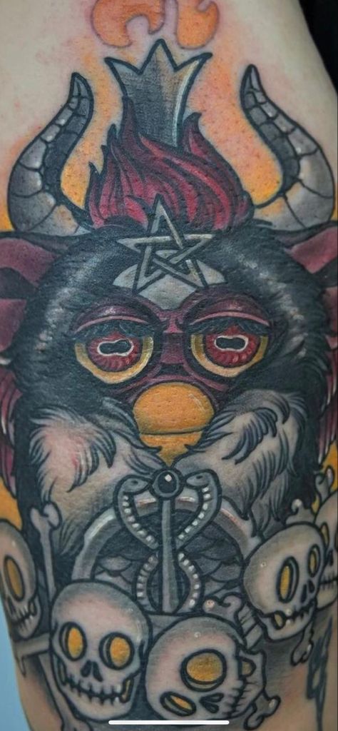 Demented Tattoos, Long Furby Tattoo, Furby Tattoo, Rabbit Tattoos, Tattoo Flash Sheet, Japanese Tattoo, Thigh Tattoo, Im Awesome, Body Mods