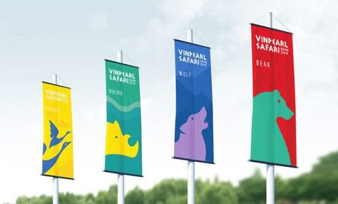 Also large flags were created. Zoo Branding, Zoo Signage, Rollup Design, Zoo Logo, Hoarding Design, Phu Quoc Island, Pole Banners, Street Banners, City Branding