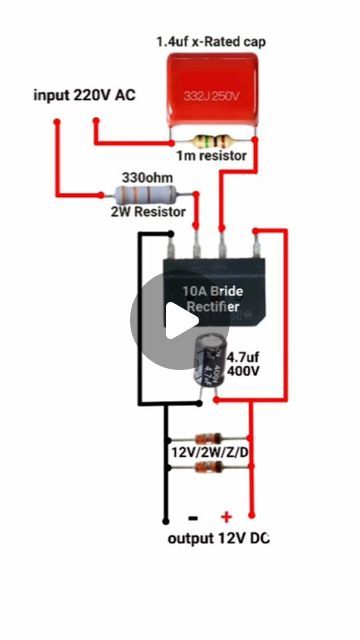 24 on Instagram: "220v AC to 12v DC converter circuit diagram without transformer
#220v #ac #12v #dc #converter #circuit #diagram #without #transformer #viral #instagram #reels" Ac To Dc Converter Circuit, Dc Circuit, Ac To Dc, Circuit Diagram, Electronics Circuit, March 25, Electrical Engineering, Instagram Reels, Generators