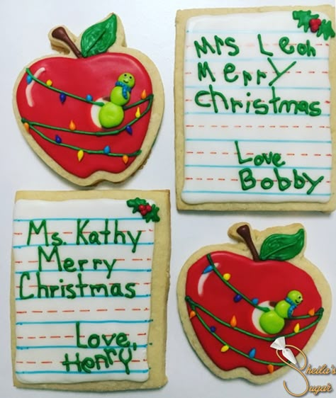 christmas teacher cookies Christmas Cookie Teacher Gift, Teacher Christmas Cookie Gifts, Christmas Teacher Cookies, Teacher Christmas Cookies Decorated, Teacher Christmas Cookies, Christmas Cookies For Teachers, Christmas Cookies For Gifts, Ornament Christmas Cookies, Teachers Cookies