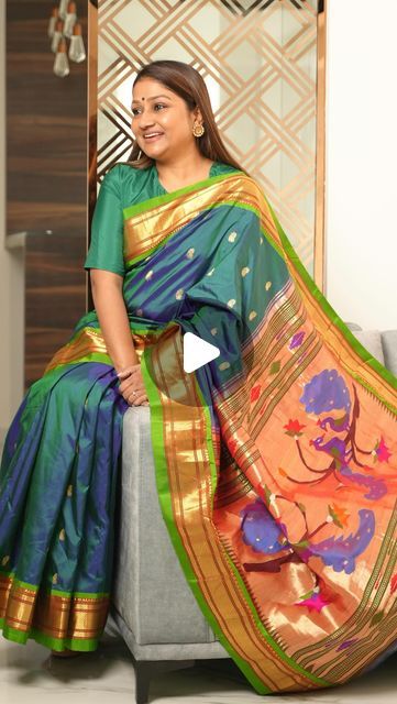 Maharashtra Saree Look, Paithani Saree Look, Dolly Jain, Unique Selling Point, The Mahabharata, Paithani Saree, Paithani Sarees, Hand Weaving, Saree