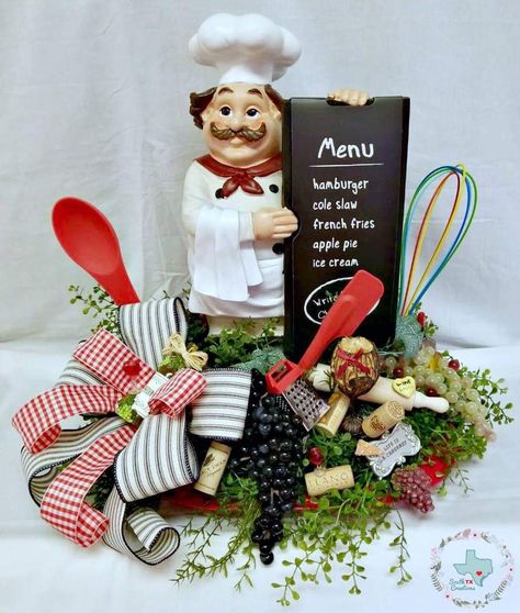 Chefs Kitchen Theme, Italian Chefs Kitchen, August Wreath, Fat Chef Kitchen Decor, Chef Kitchen Decor, Kitchen Centerpiece, Wine Kitchen, Tree Custom, Italian Chef