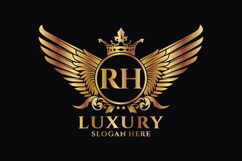 Luxury royal wing Letter RH crest Gold color Logo vector, Victory logo, crest logo, wing logo, vector logo template. Jb Logo, Hm Logo, Victory Logo, Sj Logo, Sk Logo, Logo Wings, Rr Logo, Fancy Logo, Wing Logo