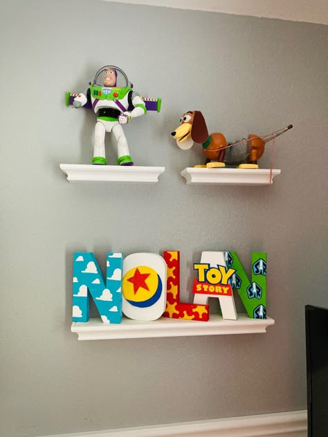 Buzz Light Year Bedroom Ideas, Disney Pixar Nursery, Modern Toy Story Room, Baby Boy Nursery Toy Story, Buzz Lightyear Bedroom, Toy Story Themed Bedroom, Toy Story Playroom Ideas, Disney Baby Room Ideas, Toy Story Kids Room