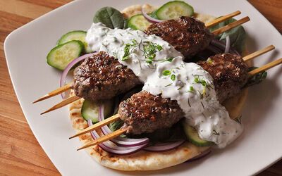 Spiced Ground Lamb Kofta Kabobs Recipe | D’Artagnan Lamb Kofta, Ground Lamb, Grilled Beef, Kebabs, Skewers, Meatballs, Appetizer, Meat, Cream