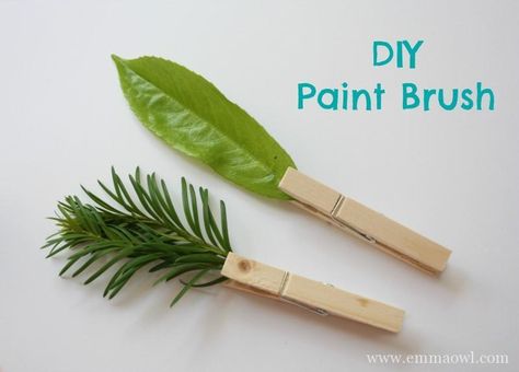 DIY Nature Paint Brushes Nature Art Crafts, Nature Crafts For Kids, Preschool Painting, Nature Inspired Painting, Pinecone Flowers, Nature Paint, Diy Kid Activities, Diy Nature, Forest School Activities