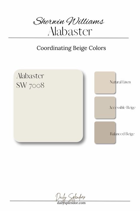 I refer to SW Alabaster as my tried and true white paint color. It’s a neutral white that always holds true to how I expect it to show up in a room.

In rooms bathed in natural light, Alabaster appears perfectly crisp white, but never stark. And in areas with less natural light, the warmth pulls a little more, making it softer and cozier. The ability for it to adapt to different environments and lighting conditions makes it a fail-proof choice for almost any space your are looking to complete. Alabaster Sherwin Williams Accent Colors, Alabaster White Color Palette, Trim Color For Alabaster Walls, Shoji White And Alabaster, Alabaster Interior Walls, Cabinet Colors With Alabaster Walls, Alabaster Sherwin Williams Living Rooms, True White Paint Color, Sw Alabaster Walls And Pure White Trim