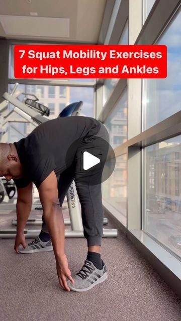 Damon Reio on Instagram: "🏆Save Improve Your Squat w/ These 7 Mobility Moves 🏋🏾‍♂️

If it were leg day and squats were on the agenda, here’s what I would do to warm up my hips, thighs, glutes and ankles. 

Here are 7 mobility exercises to loosen up and prevent the stiffness. 

Give them a go and let me know if this is helpful. 

#squat #mobility #instareels #flexibility #gym #hipmobility #bodyweightworkout #legday #stretches #legday" Mobility Exercises For Leg Day, Stretches For Squats, Leg Mobility Exercises, Leg Mobility, Squat Mobility, Deep Squat, Mommy Workout, Squat Workout, Hip Mobility