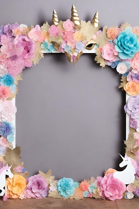 unicorn photo booth frame Unicorn Birthday Ideas, Unicorn Photo Frame, Unicorn Photo Booth, Kids Halloween Party Food, Diy Unicorn Birthday Party, Unicorn Birthday Party Ideas, Unicorn Centerpiece, Unicorn Photo, Unicorn Background