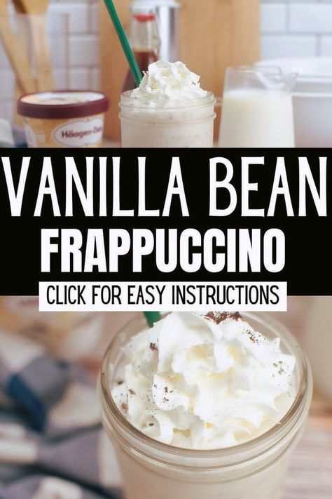 Discover how to make a creamy, dreamy Starbucks Vanilla Bean Frappuccino at home. This easy copycat recipe uses simple ingredients like vanilla ice cream and milk, giving you that classic vanilla bean flavor. Perfect for a refreshing treat, this homemade Frappuccino will save you time and money. Indulge in the deliciousness of this Starbucks favorite right in your kitchen. Vanilla Bean Frappachino Recipe, Vanilla Bean Frappachino, Vanilla Bean Frappuccino Recipe, Starbucks Vanilla Frappuccino, Starbucks Vanilla Bean, Copycat Recipes Desserts, Vanilla Bean Frappuccino, Starbucks Vanilla Bean Frappuccino, Vanilla Frappuccino