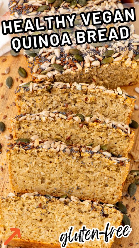 Discover the magic of this easy gluten-free vegan quinoa bread recipe, using just 4 basic ingredients. Enjoy its soft, moist, and flavorful texture, perfect for sandwiches or toasting. And the best part? It's a hassle-free, yeast-free, and a healthy gluten-free bread option you won't want to miss! Wfpb Bread, Quinoa Bread Recipe, Lentil Bread Recipe, Healthy Gluten Free Bread, Gf Bread Recipe, Lentil Bread, Quinoa Bread, Gluten Free Vegan Bread, Gut Recipes