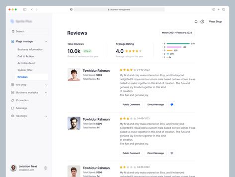 Customers Review - Ecommerce Dashboard by Omar Faruk on Dribbble Ui Design Website, Dashboard Ui, Web Ui Design, Dashboard Design, Customer Review, Ecommerce Website, Site Design, Page Design, Ui Design