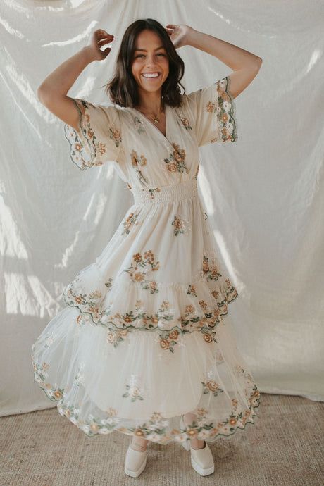 Curated clothing collections for the everyday woman. All styles are tried on for you! Free fast shipping on all U.S. orders over $75 Superficial Aesthetic, Engagment Dress, Floral Embroidered Wedding Dress, Embroidered Flower Dress, Floral White Dress, Wildflower Dress, Floral Boho Dress, Unique Bridesmaid Dresses, Embroidered Wedding Dress