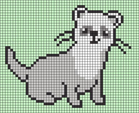 Ferret Pixel Art, Alpha Crochet, Grid Crochet, Pixel Art Pokemon, Fuse Bead Patterns, Easy Pixel Art, Pixel Art Templates, Perler Crafts, Pixel Art Grid