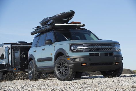 Bronco Sport Aesthetic, Custom Wheels And Tires, Small Camping Trailer, Adventure Trailers, Ford Bronco Sport, Ford Suv, Adventure Car, Ford Broncos, Bronco Sport