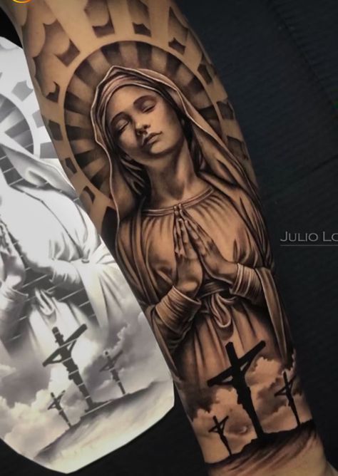 Virgin Mary Tattoo Design Drawing, Mama Mary Tattoo Design, Virgin Mary Tattoo Forearm, Our Lady Of Guadalupe Tattoo, Virgin Mary Tattoo Design, Mary Tattoo Design, Virgen De Guadalupe Tattoo Ideas, San Judas Tadeo Tattoo, Mother Mary Tattoos