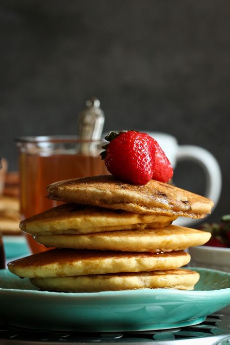 Low-Fat Vegan Gluten-Free Pancakes - The Vegan 8 Soft Cornbread, Corn Flour Pancakes, Fat Pancakes, Low Fat Pancakes, Corn Flour Recipes, Vegan Gluten Free Pancakes, China Study, Corn Pancakes, Flavor Combos