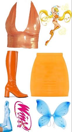 Stella Halloween Costume, Winx Club Costumes, Winx Club Logo, Winx Halloween, Flora Costume, Orange Halloween Costume, Fairy Costume Halloween, Winx Cosplay, Outfit Ideas For Party