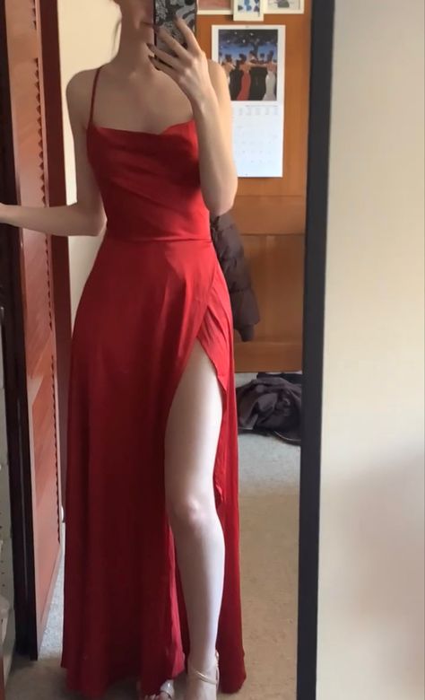 Red Satin Dress Prom, Slim Red Prom Dress, Red Winter Formal Dresses Long, Red Silk Slip Dress Long, Long Red Silk Dress, Red Silk Dresses, Prom Dresses Long Elegant Silk, Prom Dresses Flat Chest, Red Silky Dress Long