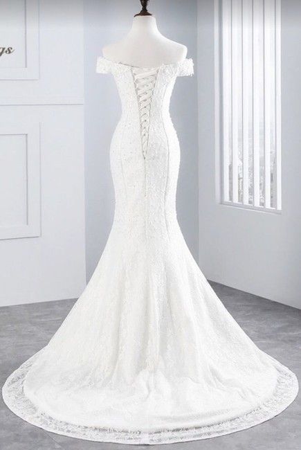 Unbranded White Ivory Off The Shoulder Lace Mermaid 2-20w Formal Wedding Dress Size OS (one size) - Tradesy Mermaid Wedding Dress With Lace, Wedding Mermaid, Cheap Bridal Dresses, Column Wedding Dress, Wedding Dress With Lace, Cheap Wedding Dresses Online, Womens Wedding Dresses, Wedding Gowns Mermaid, Affordable Wedding Dresses