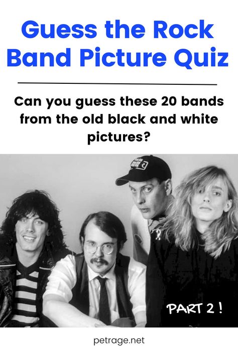 These are old black and white photos of famous rock bands. Look at the photo and guess the classic rock band. Challenge yourself in this guess the rock band picture quiz! Music Quizzes, Old Black And White Photos, The Police Band, Classic Rock Artists, Picture Quiz, Fun Online Quizzes, Pictures Of Rocks, 80s Rock Bands, Eagles Band