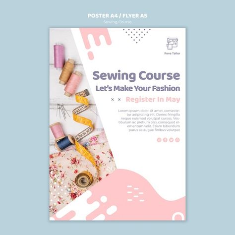 Sewing course poster or flyer template F... | Free Psd #Freepik #freepsd #flyer #poster #design #template Tailoring Logo Design Ideas, Course Poster, Fashion Designing Course, Fashion Poster Design, Sewing Courses, Beautiful Logos Design, Graphic Design Course, Design Moodboard, 광고 디자인