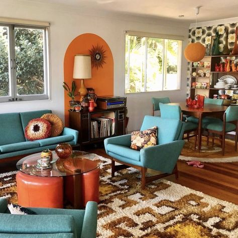 70s Studio Apartment, 70s Lounge Room, Isometric Apartment, Retro Eclectic Decor, 70s House Interior, 70’s Living Room, Vintage Interior Design Retro, 70’s Interior Design, Vintage Living Room Decor Ideas