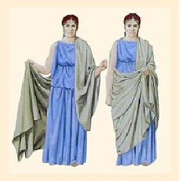 ANCIENT ROMAN CLOTHING: A Roman woman wearing a Tunic and a Palla. Ancient Greek Dress, Ancient Roman Clothing, Roman Clothes, Roman Dress, Greek Dress, Roman Costume, Ancient Dress, Roman Era, Rome Antique