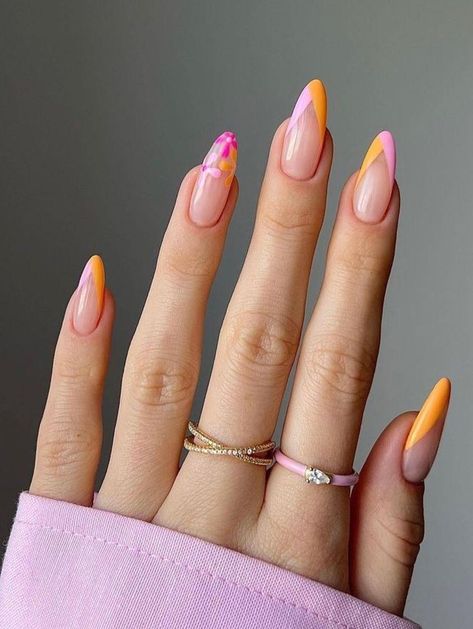 April Nails, Cute Spring Nails, Summery Nails, Work Nails, Classy Acrylic Nails, Almond Nails Designs, Pink Nail, Nail Art Summer, Pretty Acrylic Nails