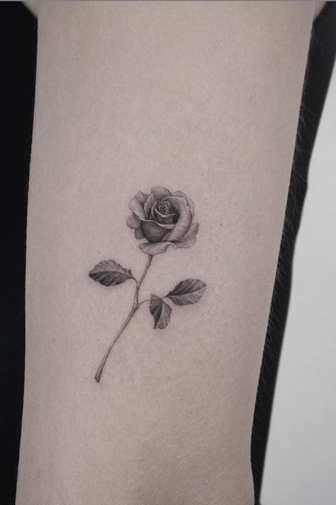 A women's lifestyle destination dedicated to style, entertainment, love, and living beautifully. Rose Tattoo Shaded, Momma Tattoo, Small Floral Tattoo, Floral Tattoo Ideas, Rose Tat, Single Rose Tattoos, Thorn Tattoo, Dainty Tattoo, Rose Tattoos For Women