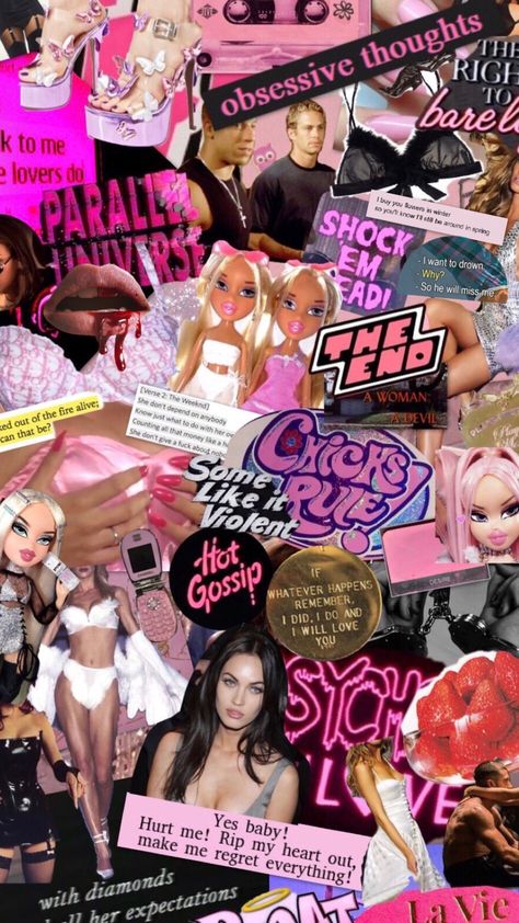 Y2k Wallpaper Bratz, Bratz Wallpaper Aesthetic, 2000 Wallpaper Aesthetic, Y2k Collage Wallpaper, Bratz Lockscreen, Bratz Collage, Y2k Aesthetic Collage, Bratz Aesthetic Wallpaper, Paris Hilton Y2k